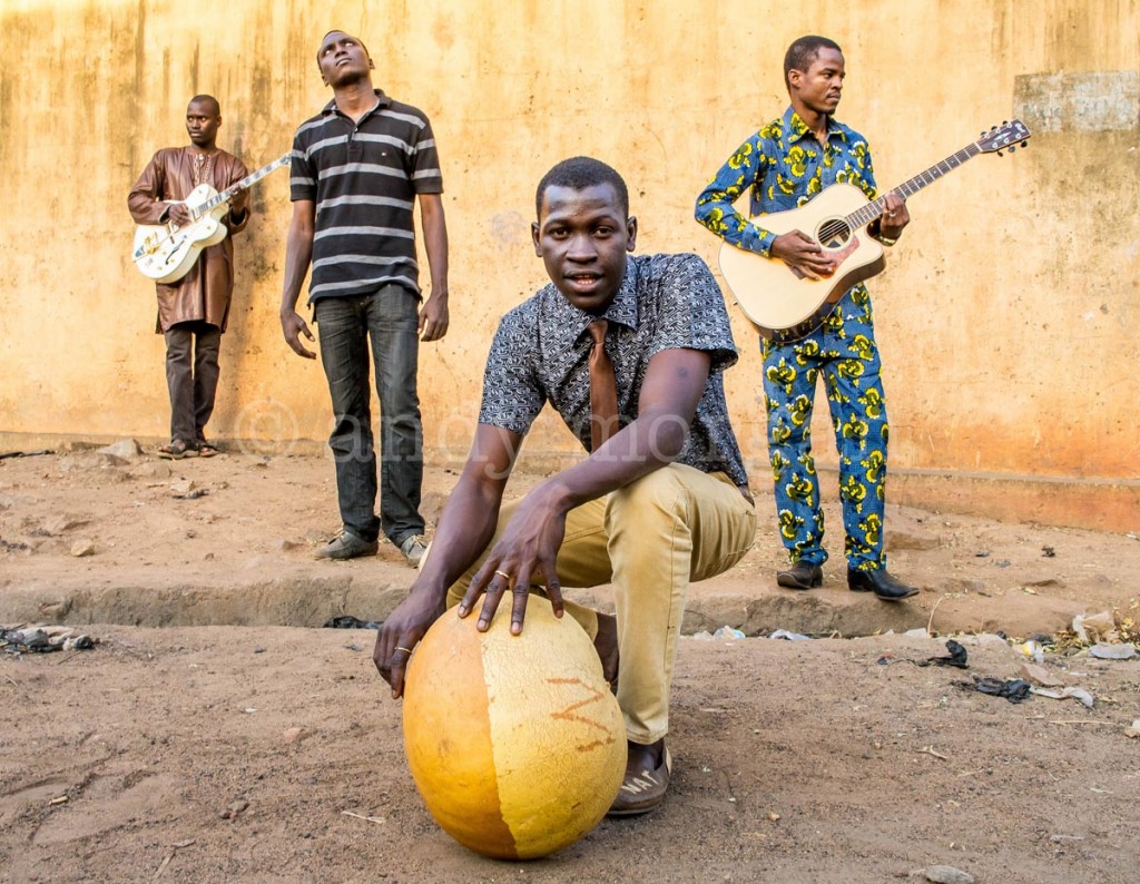 Songhoy Blues, Bamako, Feb 2012. (L-R) Garba, Ali, Nathaniel, Omar. (c) Andy Morgan.