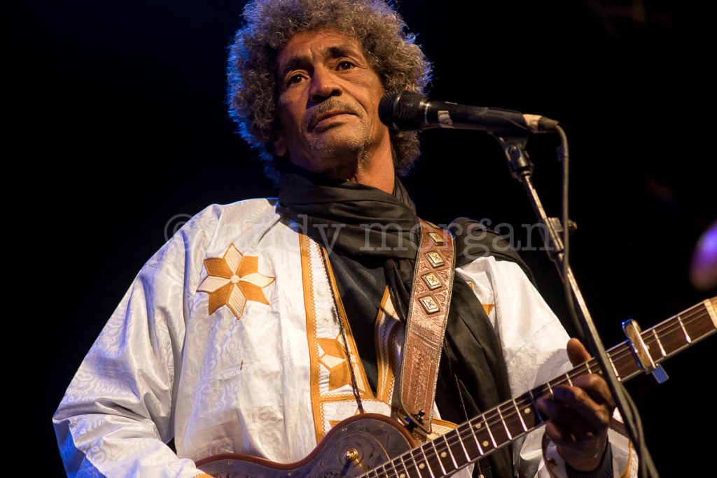 Ibrahim 'Abaraybone' Alhabib from Tinariwen onstage at Taragalte Festival