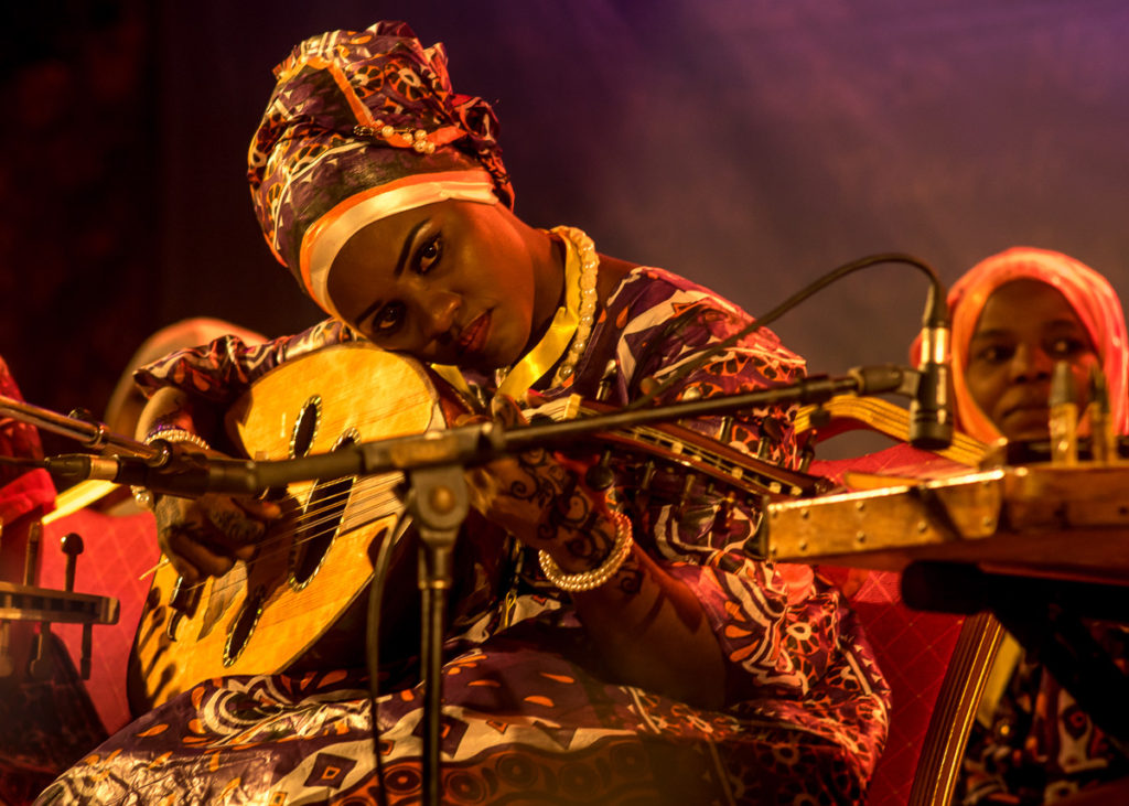 Siti Amina Omar play oud with the Tausi Women's Taarab Orchestra, Sauti za Busara 2019, Zanzibar. Photo: Andy Morgan