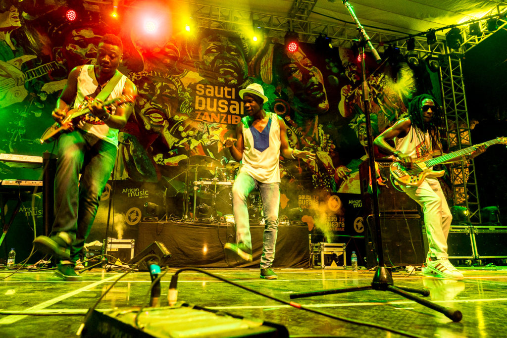 Mokoomba stepping up on the main stage at Sauti za Busara 2019, Zanzibar. Photo: Andy Morgan