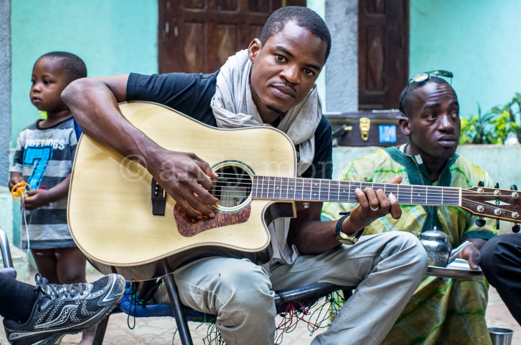 Oumar Toure from Songhoy Blues in the Ali Farka Toure family compound in Bamako, Mali, 2014. Photo: Andy Morgan