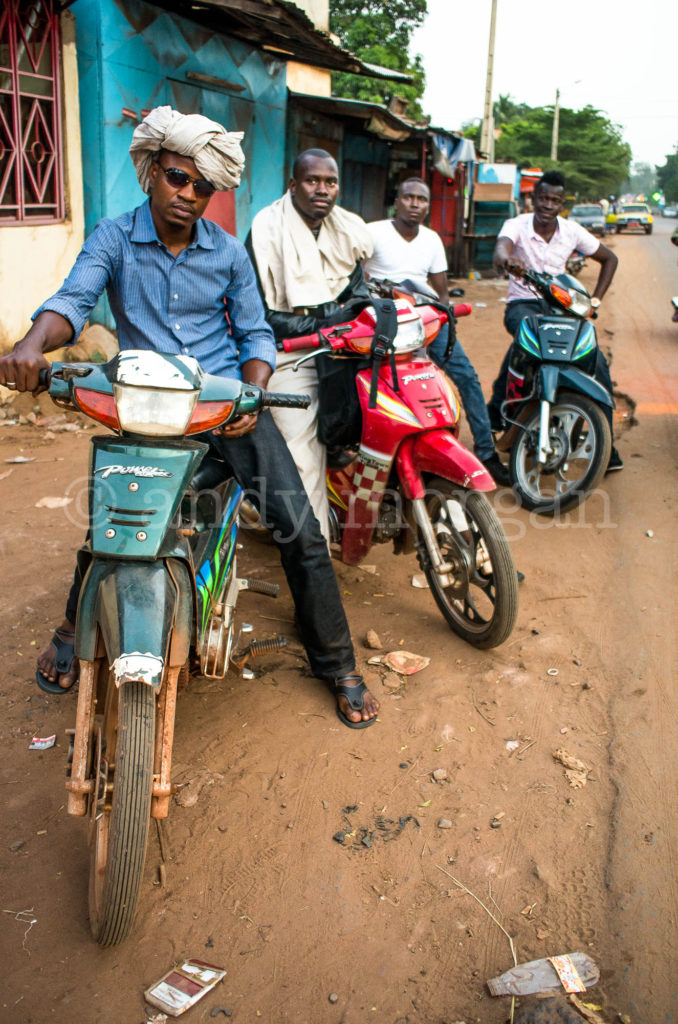 Songhoy Blues on their 'Djakarta' motorbikes, Bamako, Mali - 2014. Photo: Andy Morgan